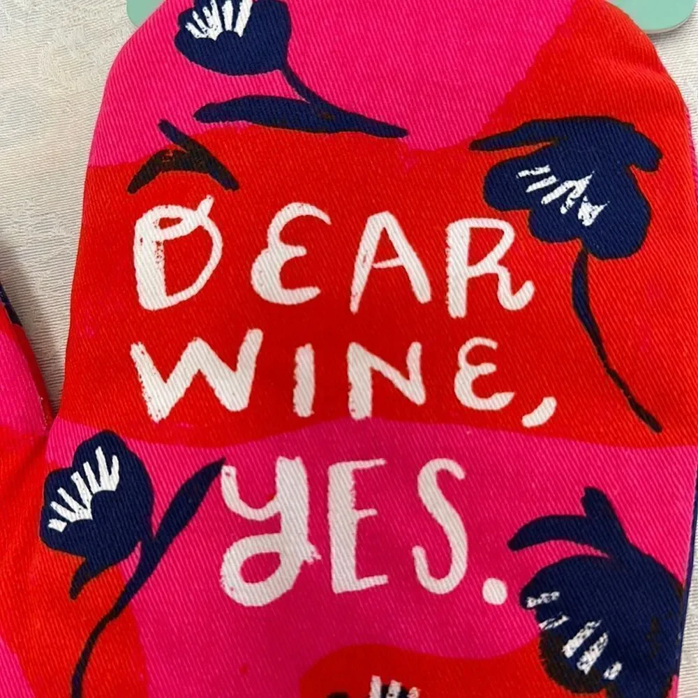 Blue Q Oven Mitt Cook Bake Dear Wine, Yes